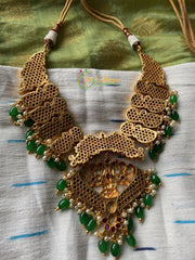 Premium Maanga Temple Short Neckpiece -Lakshmi -Red Green -G826