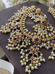 Premium AD Stone Guttapusalu Short Neckpiece -G2374