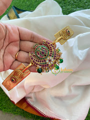 Exquisite AD Stone Pendant Plain Hipbelt-Half Moon- Green Bead-G3843