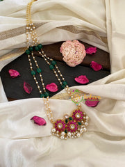 Precious Kundan Jadau Pendant Pearl Mala-3 Floral-J234