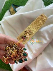 Premium AD Stone Peacock Pendant Plain Hipbelt Green beds-G3819