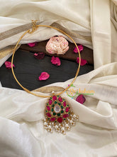 Precious Kundan Jadau Hasli Choker- Lotus Pendant- J241