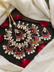 Exquisite Jadau Kundan Neckpieces Chandh-Red- J448