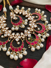 Exquisite Jadau Kundan Neckpieces Chandh-Red- J448