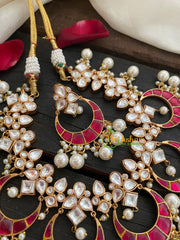 Exquisite Jadau Kundan Neckpieces Chandh-Red- J448