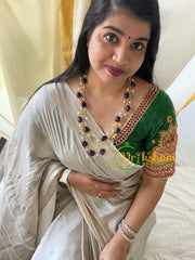 4 Layered Purple Green Stone Pearl Maala Neckpiece-G5959