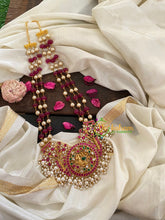 Pink and Pearl Bead Layered Royal Jadau Kundan Neckpiece -J260