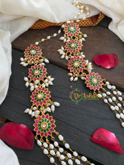 Layered Pearl Malai with Floral Pendants-J404