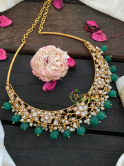 Precious Kundan Jadau Hasli Choker- Green Bead- J242