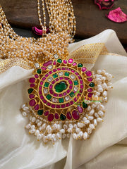 Exquisite Jadau Kundan Pendant Pearl Mala -1 -J244