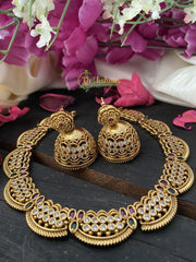 Premium AD stone Half Moon Fancy Choker -G2443