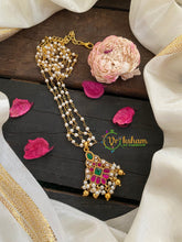 Precious Kundan Jadau Pendant Pearl Mala- Simple Floral-J233