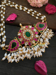 Layered Pearl Kundan Jadau Guttapusalu Choker-J254
