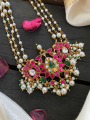 Precious Kundan Jadau Pendant Pearl Mala-Floral Dual-J232