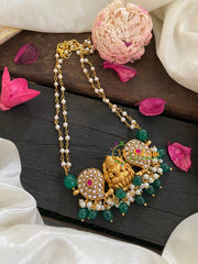 Layered Pearl Jadau Kundan Lakshmi Neckpiece-J255