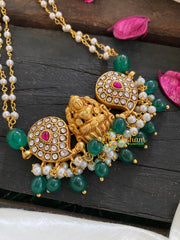Layered Pearl Jadau Kundan Lakshmi Neckpiece-J255