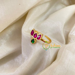 Precious Jadau Kundan Finger Ring-Lotus-J1101