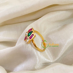 Precious Jadau Kundan Finger Ring-Lotus-J1102