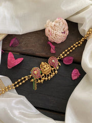 Layered Golden Bead Jadau Kundan Lakshmi Neckpiece-J258