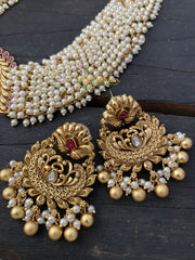 Premium Gold Look Alike Cluster Pearl Haram -G2444