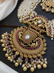 Premium Gold Look Alike Cluster Pearl Haram -G2444