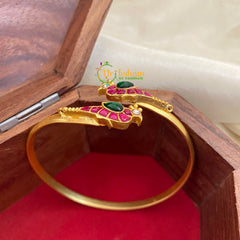 Precious Jadau Kundan Openable Kada Bangle-Red Green-J273