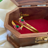 Precious Jadau Kundan Openable Kada Bangle-Red Green-J273