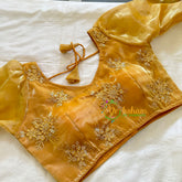Premium Yellow Organza Designer Readymade Blouse -VS3074