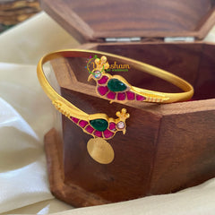 Precious Jadau Kundan Openable Kada Bangle-Red Green-J273