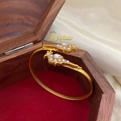 Precious Jadau Kundan Openable Kada Bangle-White-J274