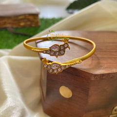 Precious Jadau Kundan Openable Kada Bangle-White-J274