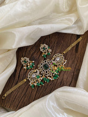 Dual Peacock Victorian Diamond High Neck Choker-VV954