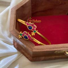Precious Jadau Kundan Openable Kada Bangle-Red Blue-J275