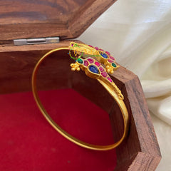 Precious Jadau Kundan Openable Kada Bangle-Red Blue-J275
