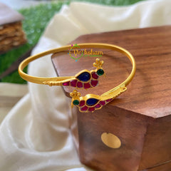 Precious Jadau Kundan Openable Kada Bangle-Red Blue-J275