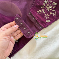 Premium Purple Organza Designer Readymade Blouse  -VS3075