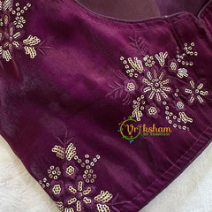 Premium Purple Organza Designer Readymade Blouse -VS3075