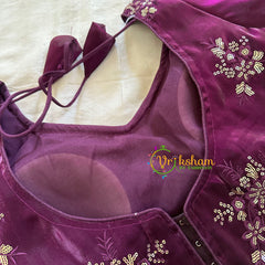 Premium Purple Organza Designer Readymade Blouse -VS3075