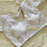 Premium White Organza Designer Readymade Blouse -VS3076