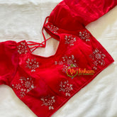 Premium Red Organza Designer Readymade Blouse -VS3077