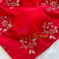 Premium Red Organza Designer Readymade Blouse -VS3077