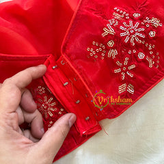 Premium Red Organza Designer Readymade Blouse -VS3077