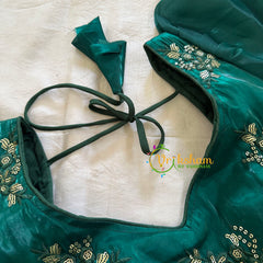 Premium Peacock Green Organza Designer Readymade Blouse -VS3078