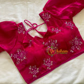 Premium Rani Pink Organza Designer Readymade Blouse -VS3079