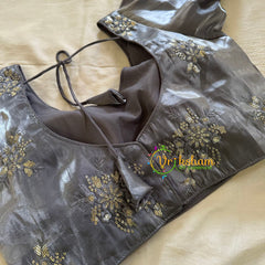 Premium Grey Organza Designer Readymade Blouse -VS3072