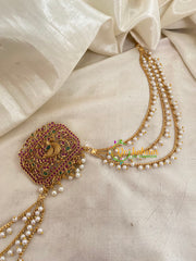 Peacock -Premium Jada Bun Billai with Maatil -Bridal Bun Jada Billai -Red Green -G9469