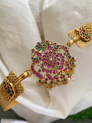 Premium AD Stone Dual Peacock Pendant Plain Hipbelt-Paisley-G3841