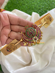 Exquisite AD Stone Pendant Plain Hipbelt-Half Moon- Pearl-G3844