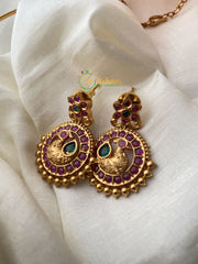 Premium Peacock Pendant Hasli Choker-Red Green-G2433