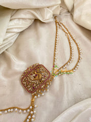 Peacock -Premium Jada Bun Billai with Maatil -Bridal Bun Jada Billai -Red White-G9472